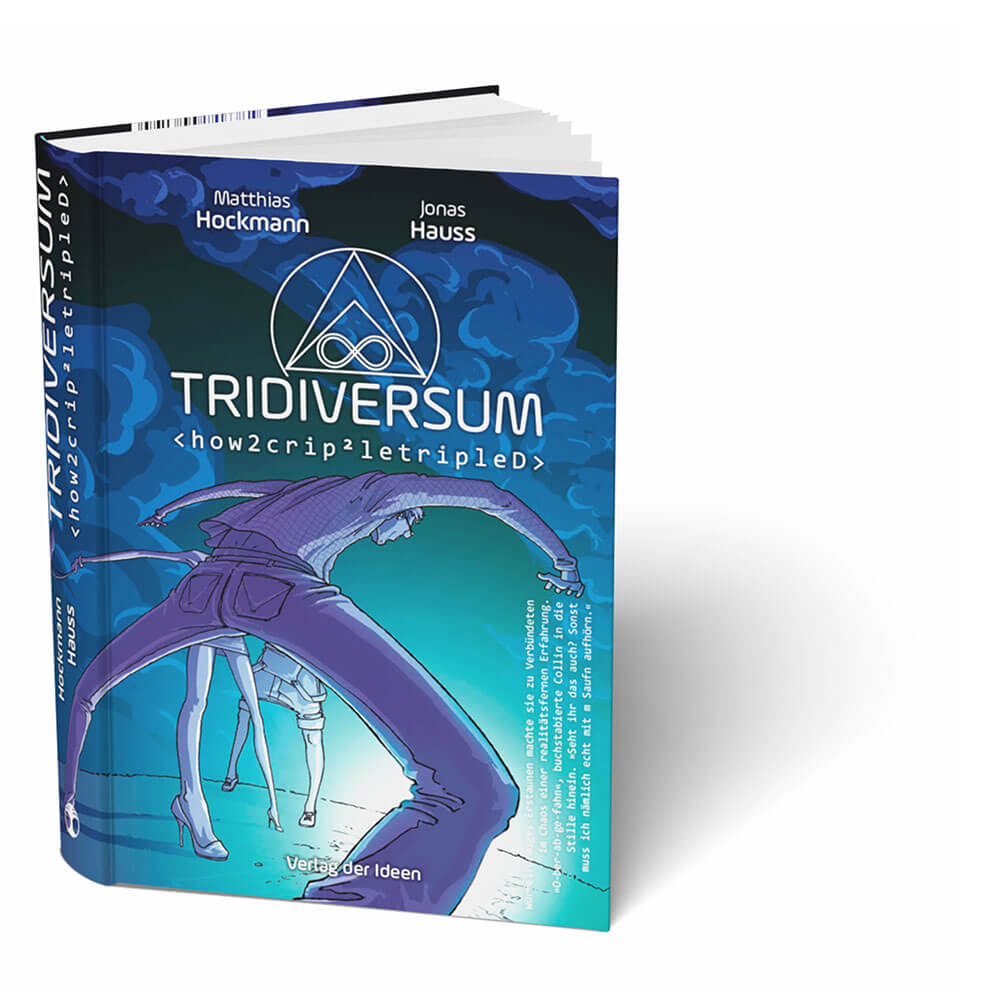 Buchcover, "Tridiversum – " von Matthias Hockmann | illustrierter Jugend-Zeitreise-Roman, Science-Fiction
